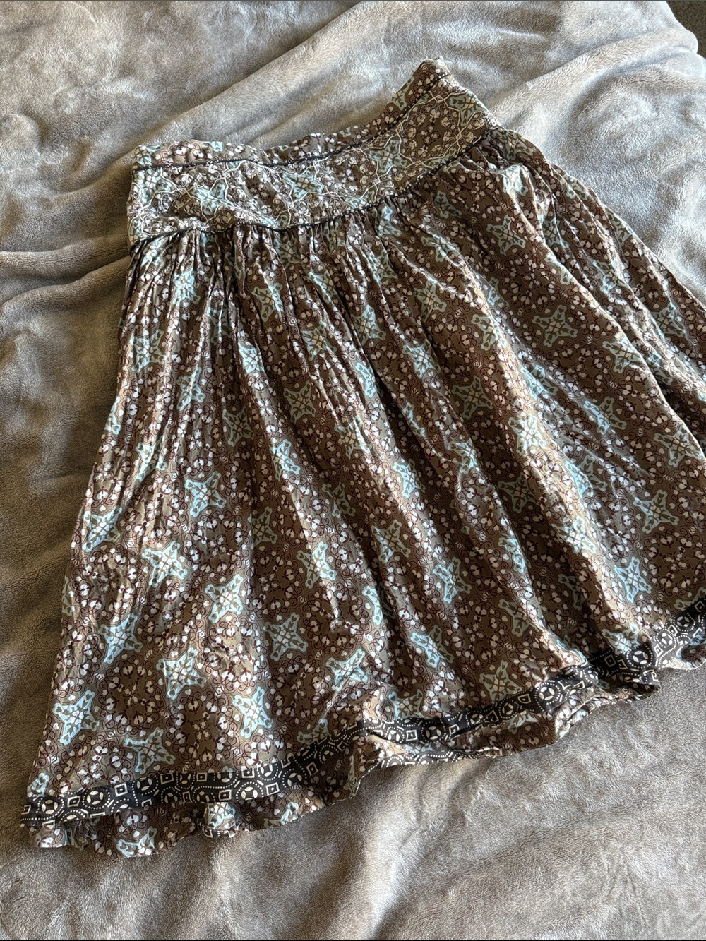 Banana Republic cotton Brown Skirt with Light Blue Print 6